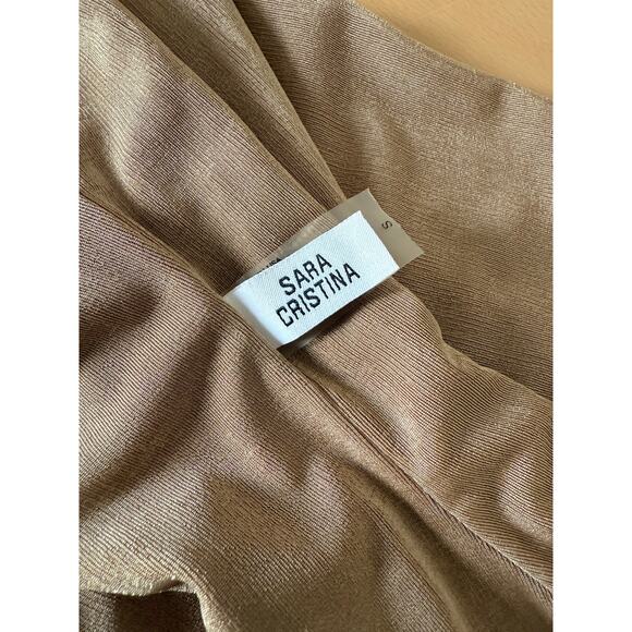 Sara Cristina Nerea One-Shoulder Swimsuit in Metallic Gold Nylon Size Small - Picture 7 of 7